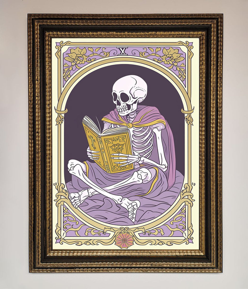 Tarot Skeleton Reader Framed Print
