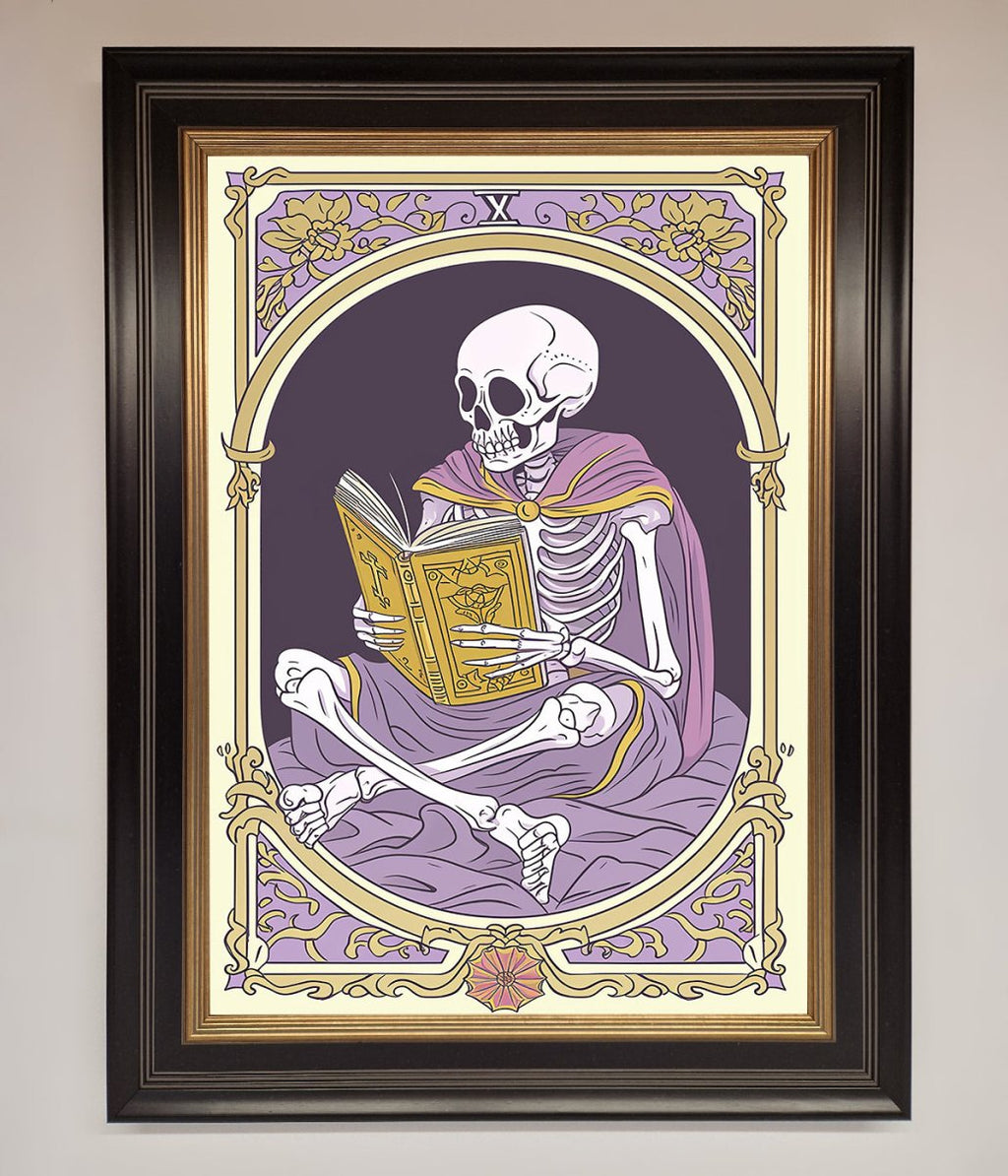 Tarot Skeleton Reader Framed Print