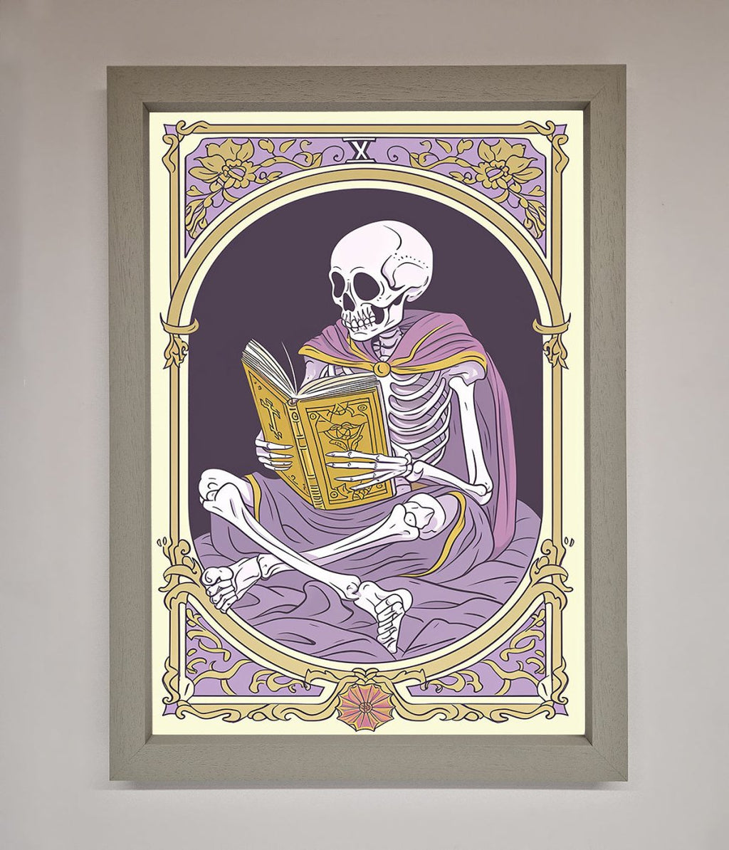 Tarot Skeleton Reader Framed Print