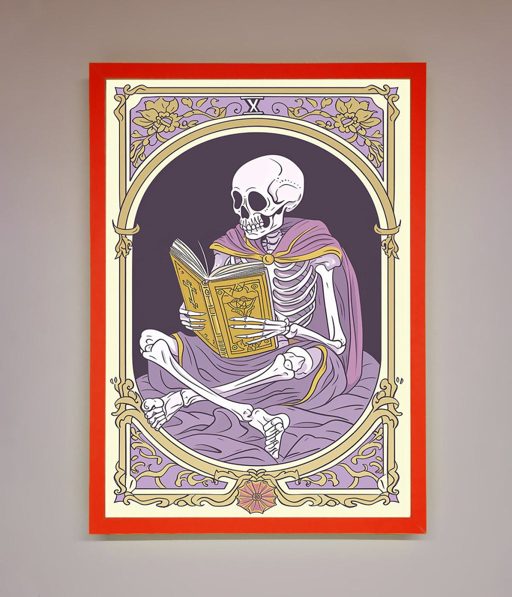 Tarot Skeleton Reader Framed Print