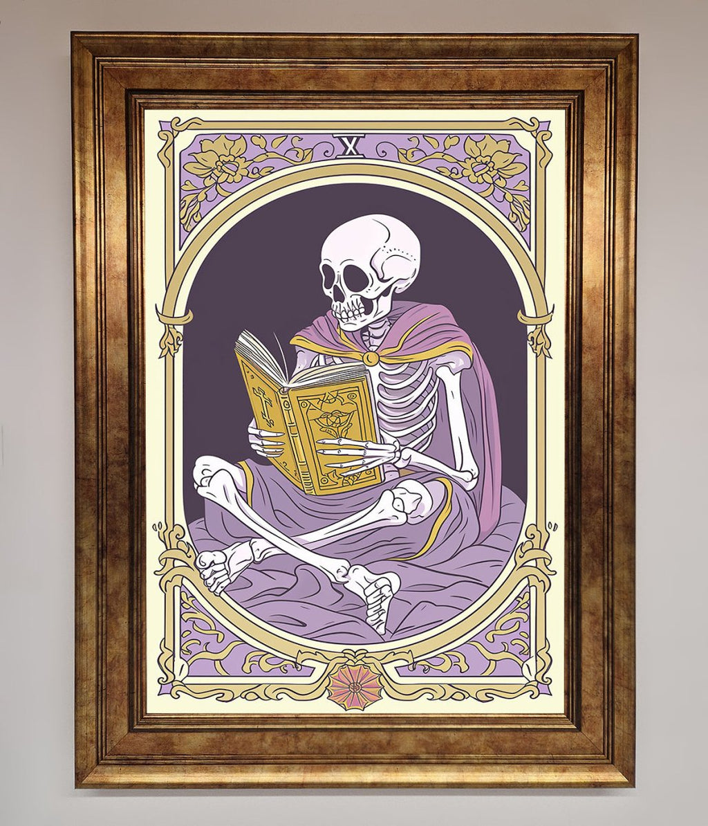 Tarot Skeleton Reader Framed Print