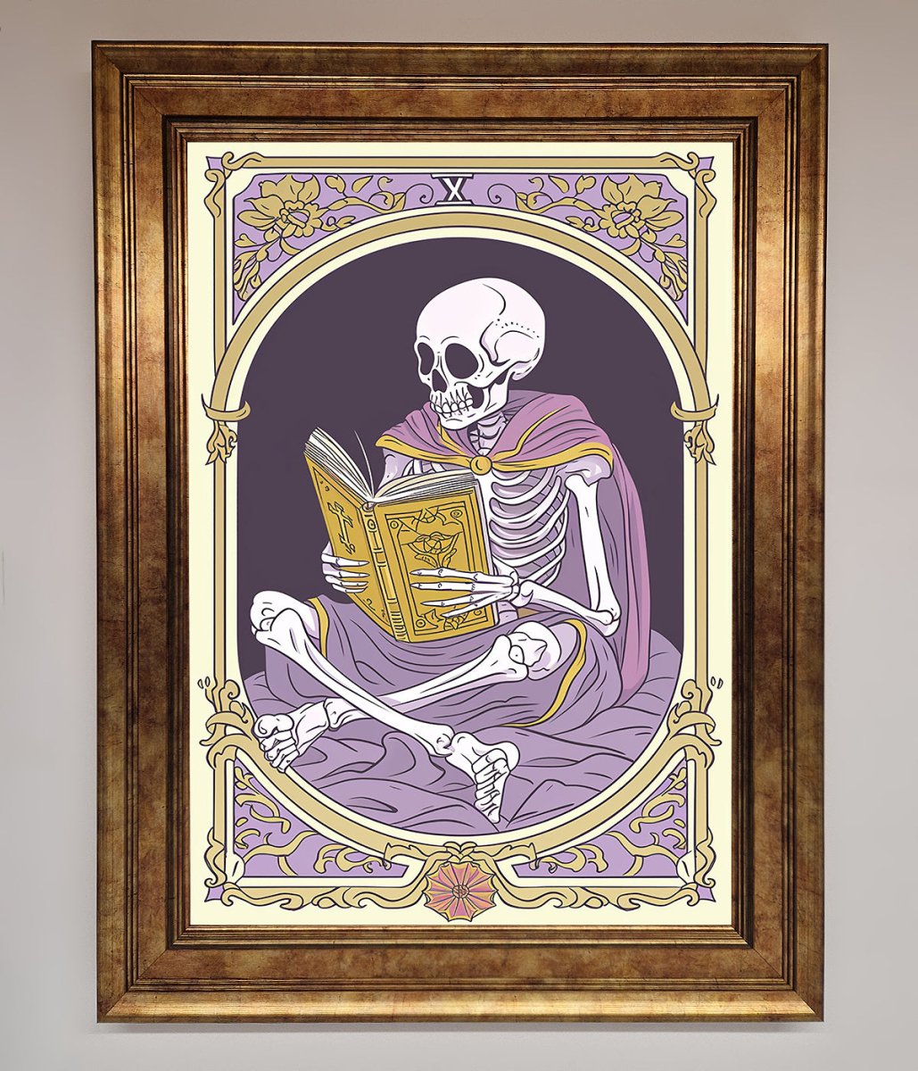 Tarot Skeleton Reader Framed Print