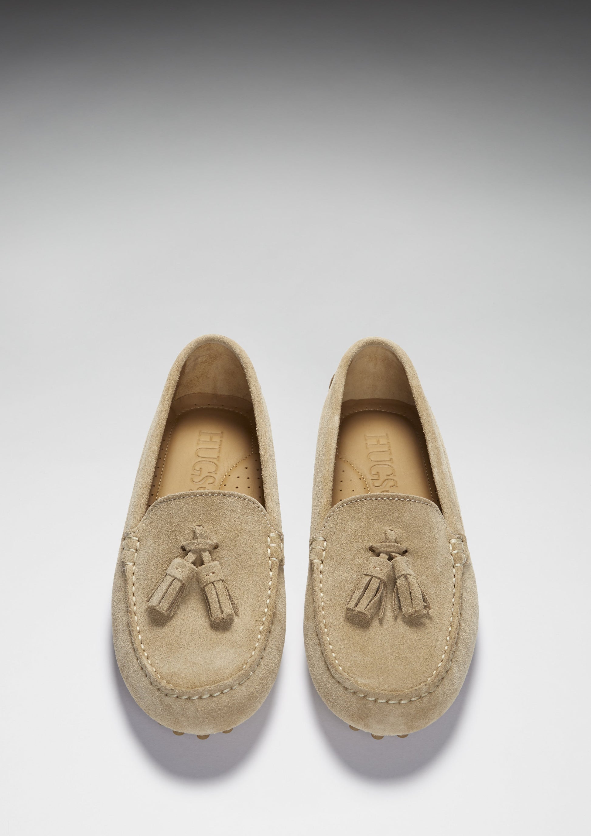 Women's Taupe Suede Tasselled Driving Loafers