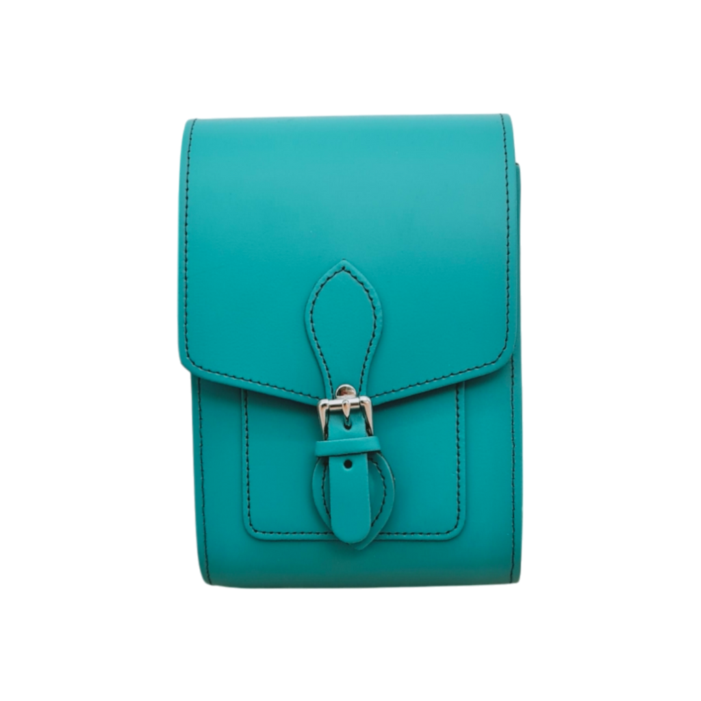 Handmade Leather Festival Phone Bag - Teal