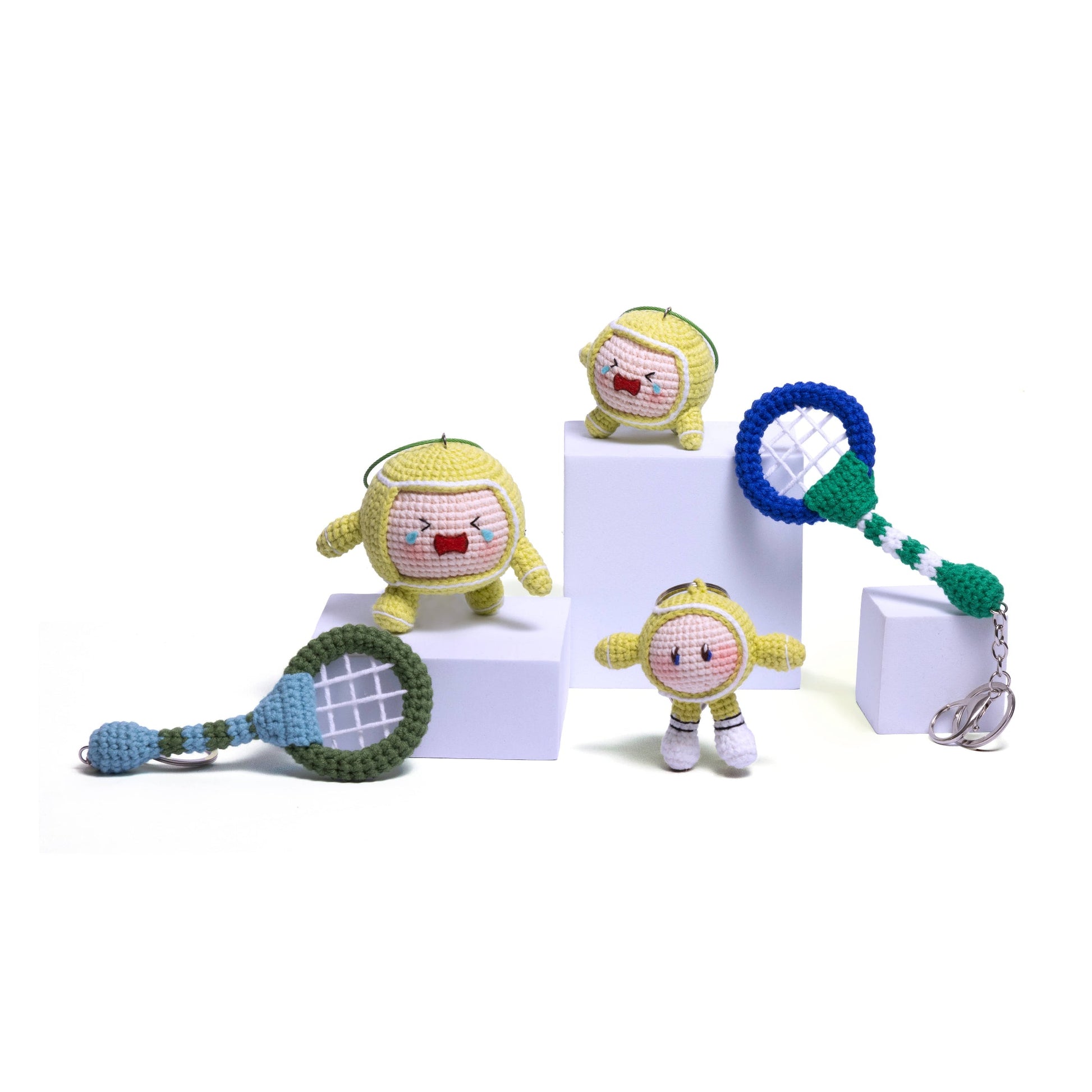 Tennis Ball and Racket Bag Charm Key Chain