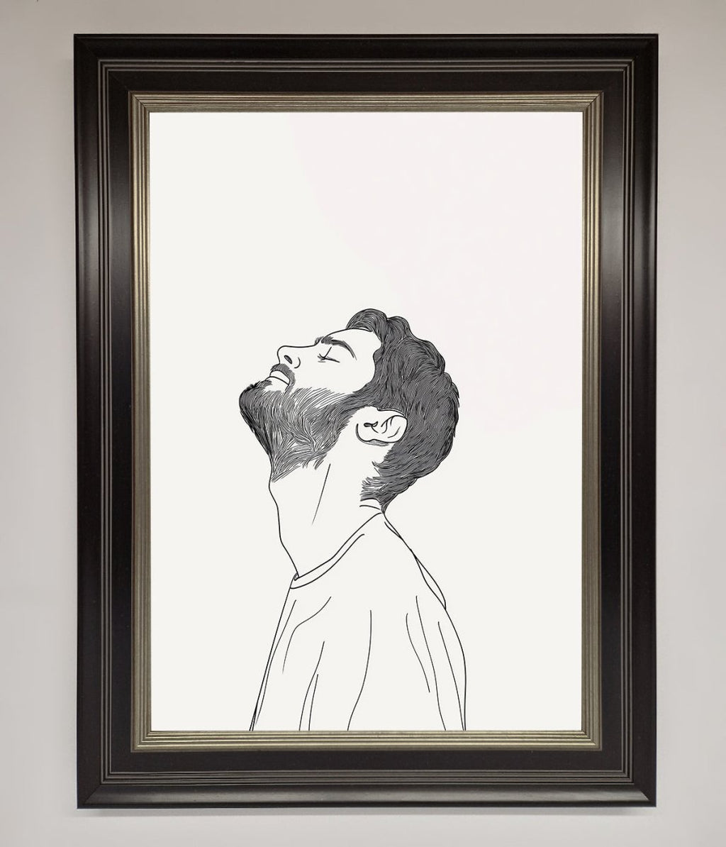 The Man In The Morning Line Art Framed Print