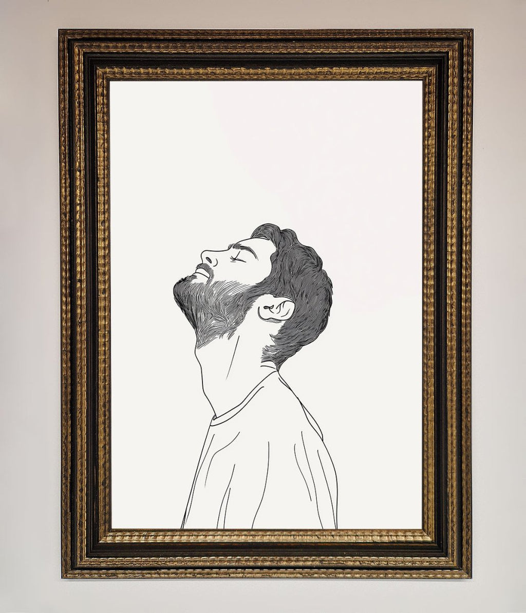 The Man In The Morning Line Art Framed Print