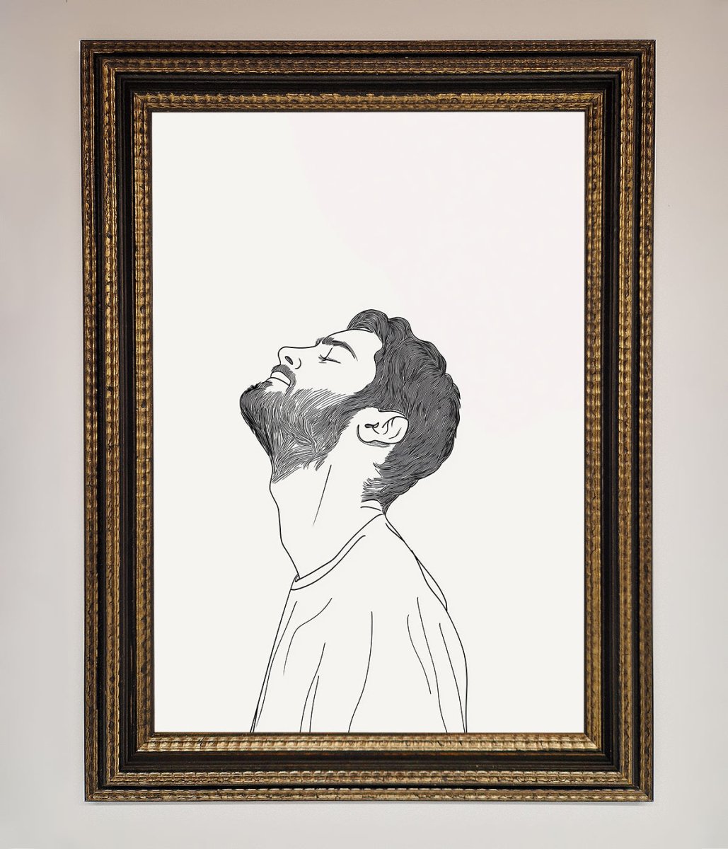 The Man In The Morning Line Art Framed Print