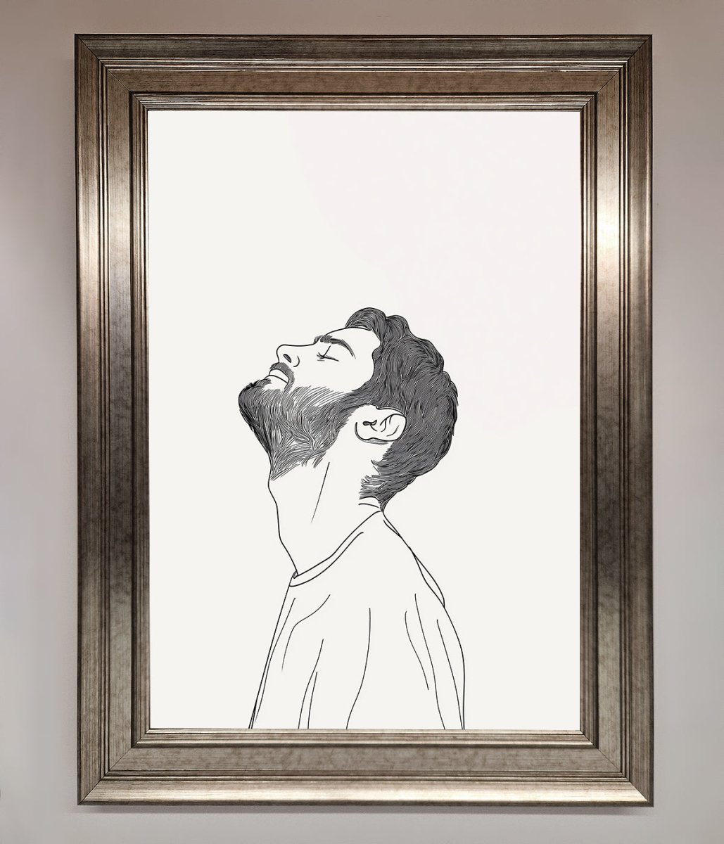 The Man In The Morning Line Art Framed Print