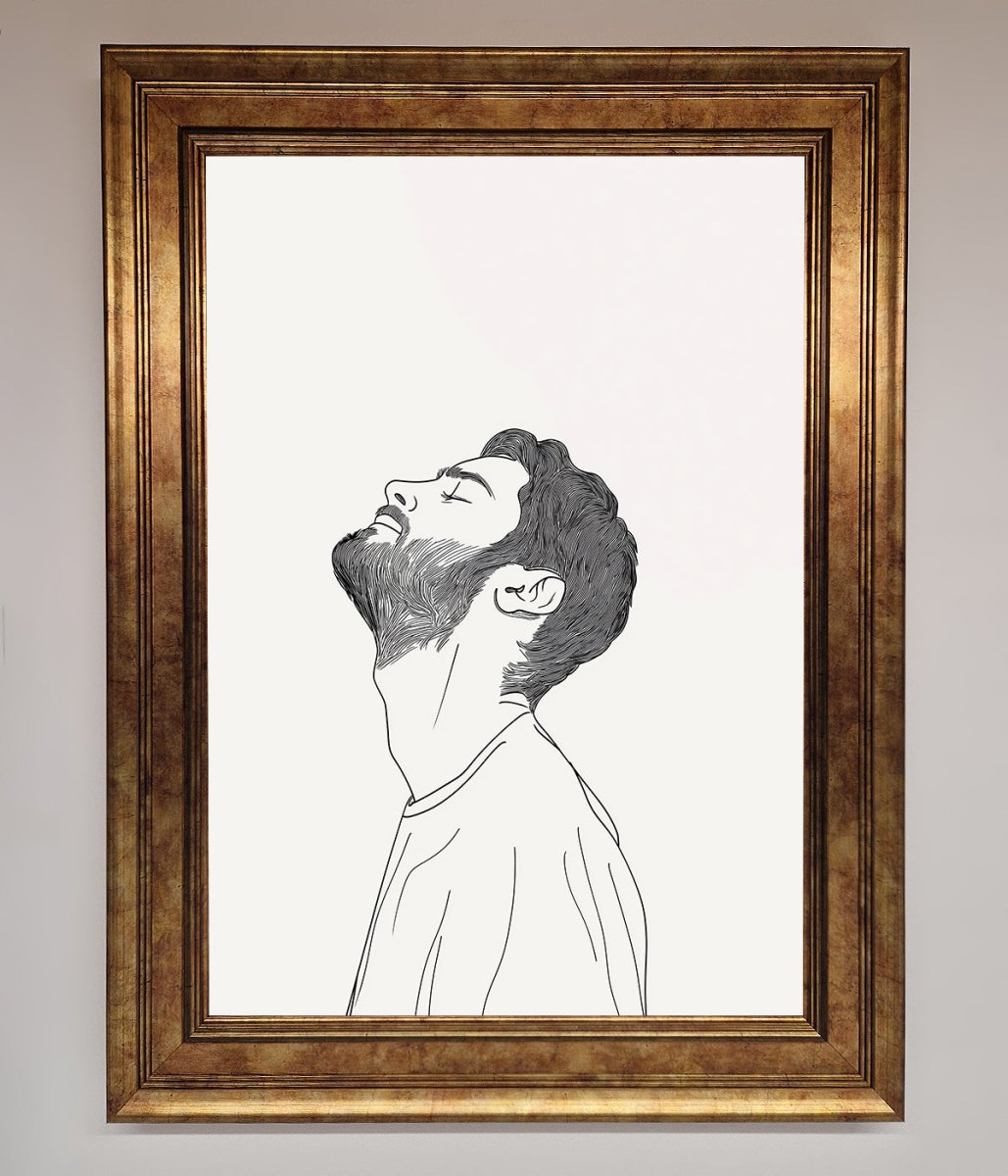 The Man In The Morning Line Art Framed Print