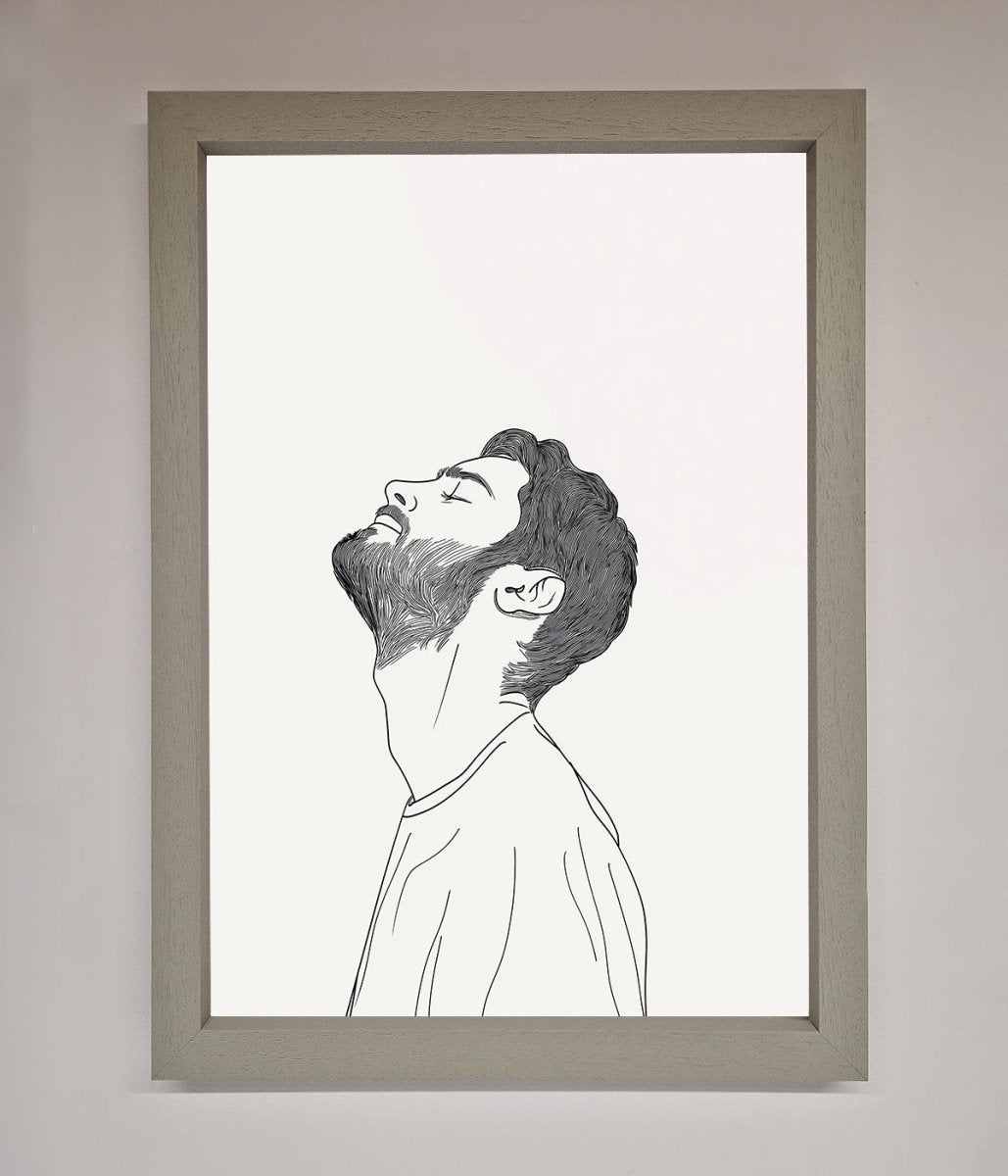 The Man In The Morning Line Art Framed Print