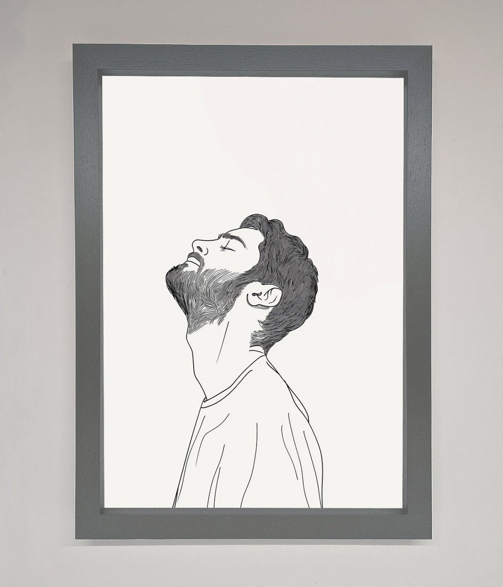 The Man In The Morning Line Art Framed Print