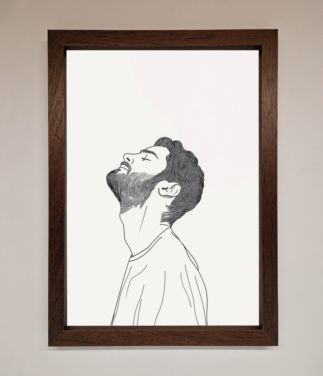 The Man In The Morning Line Art Framed Print