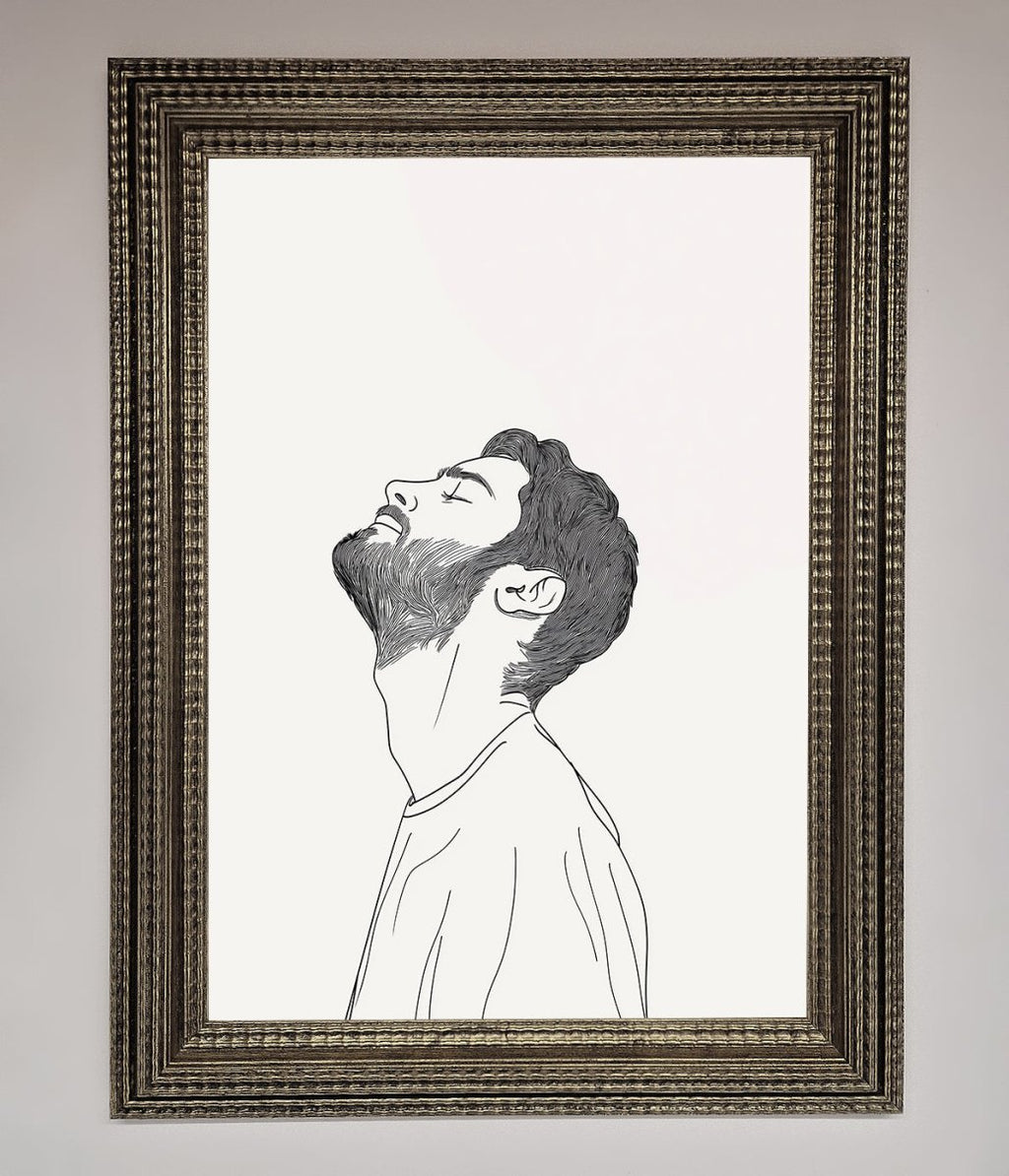 The Man In The Morning Line Art Framed Print
