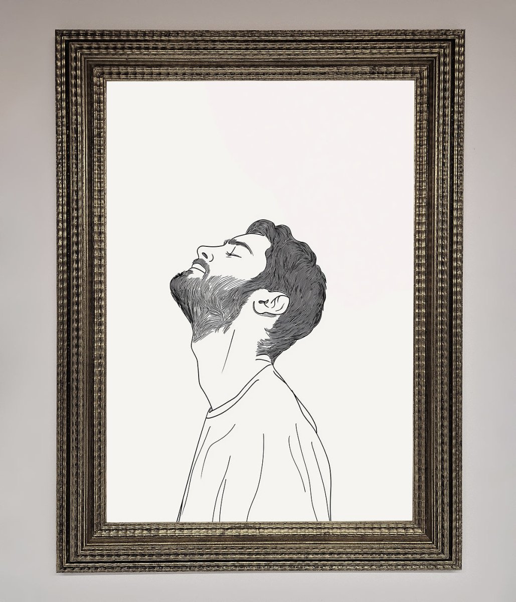 The Man In The Morning Line Art Framed Print