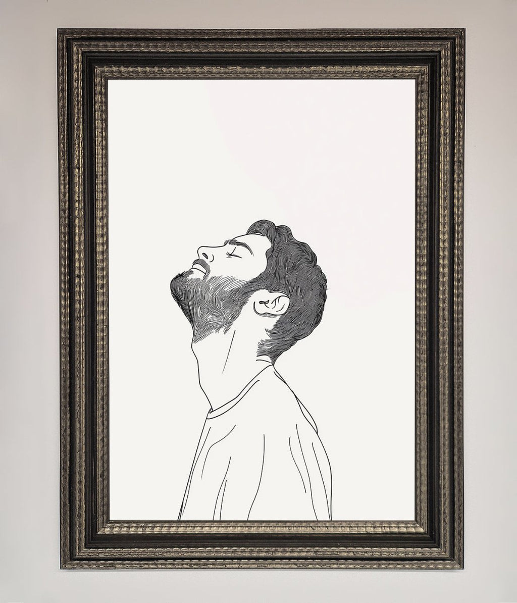 The Man In The Morning Line Art Framed Print