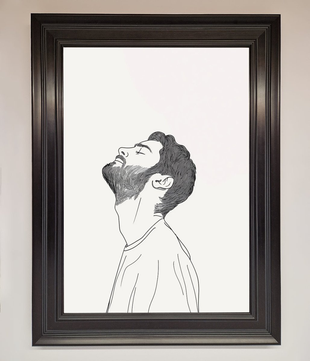 The Man In The Morning Line Art Framed Print