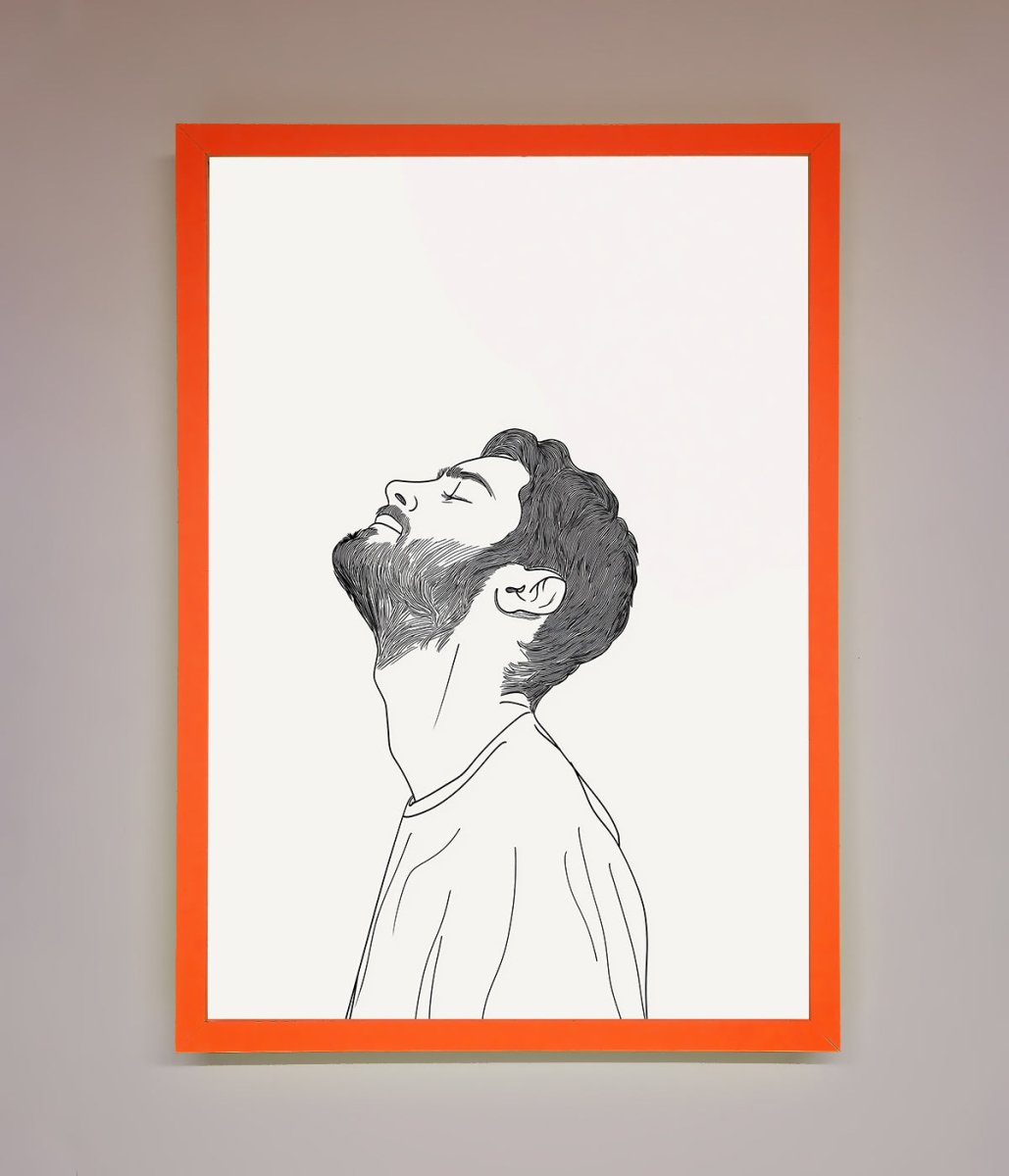 The Man In The Morning Line Art Framed Print