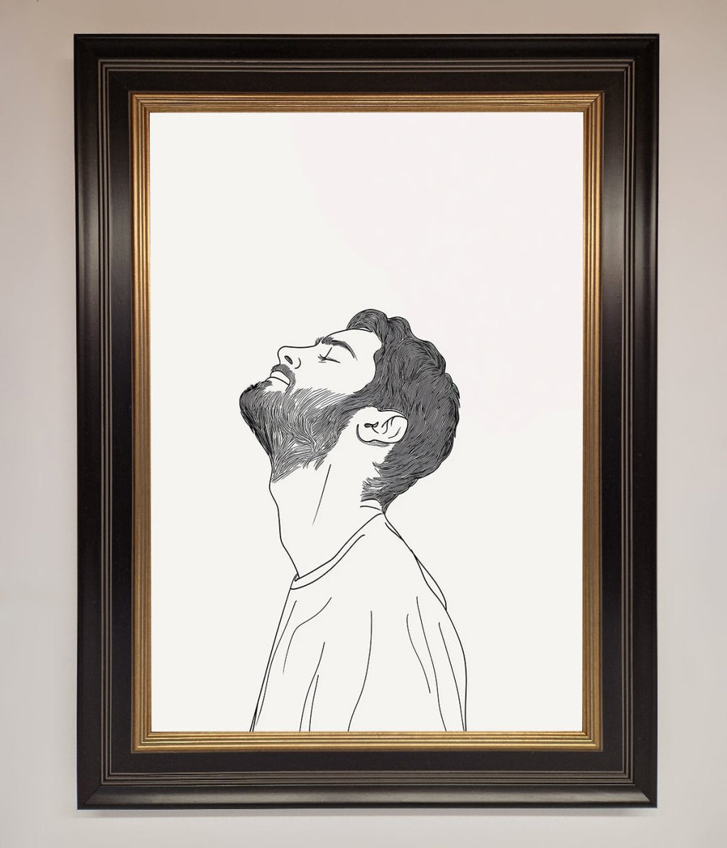 The Man In The Morning Line Art Framed Print