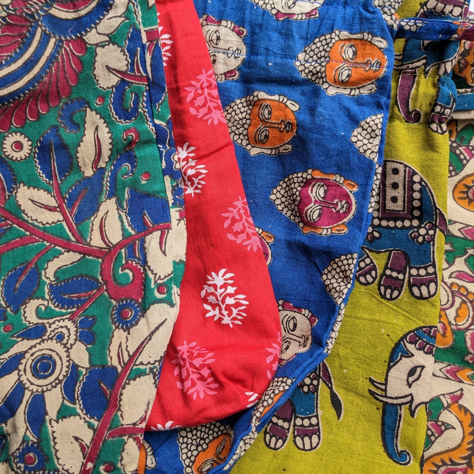 Eco Friendly Bottle Bags, Reusable Kalamkari Cotton Bottle Gift Bags, Ethically Handmade in India