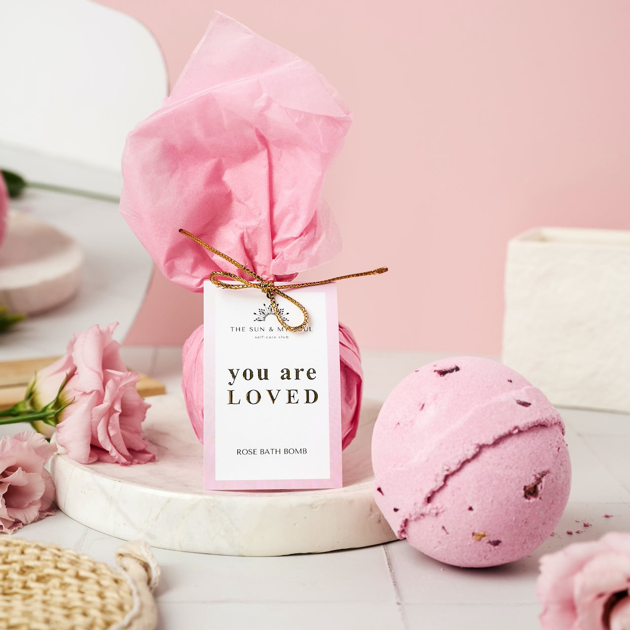 Rose Bath Bomb You Are Loved Self Love Soak