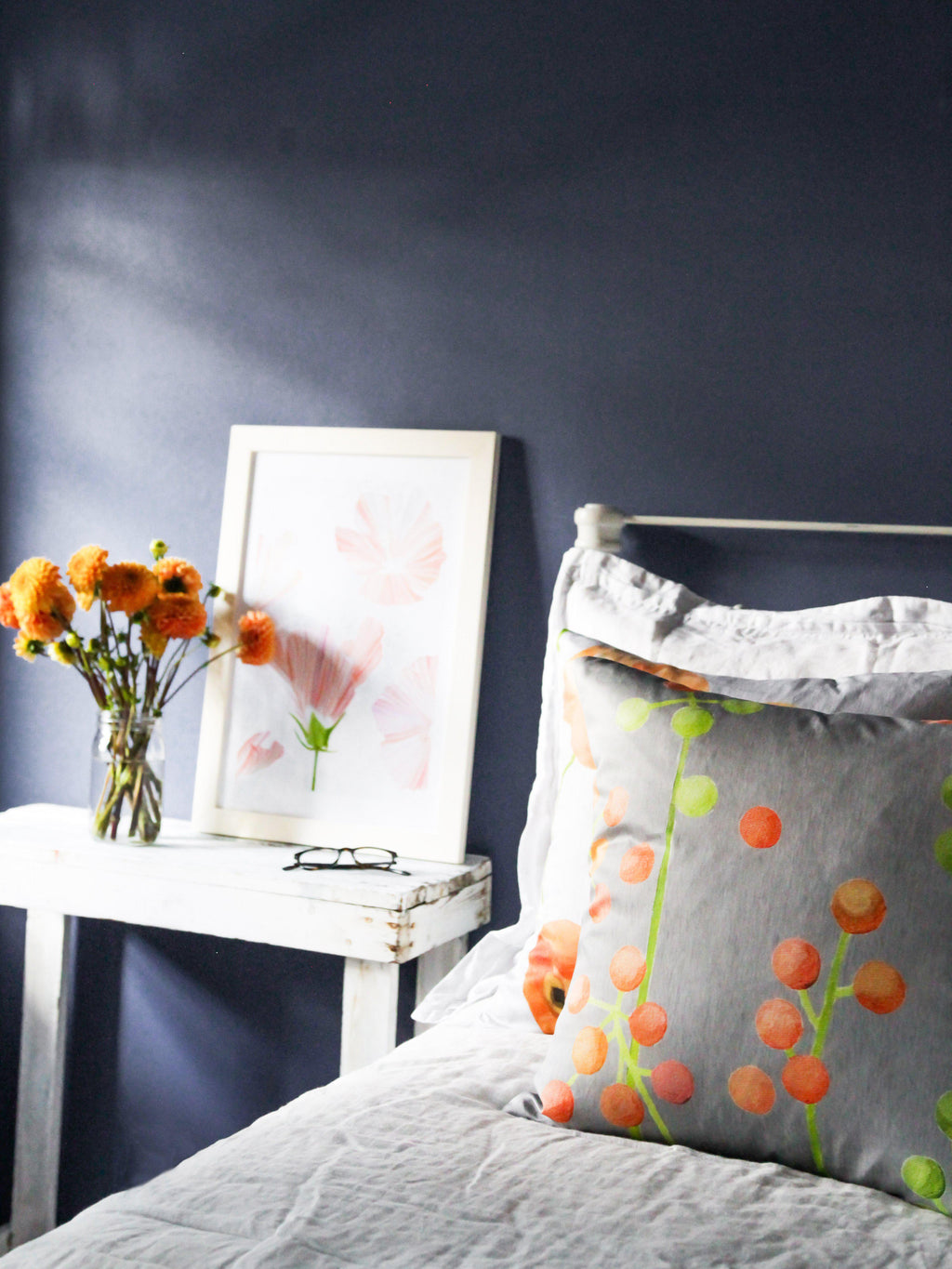 Brunia Throw Pillow in Grey, 18 inch Square