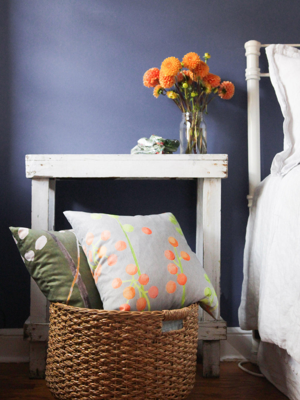 Brunia Throw Pillow in Grey, 18 inch Square