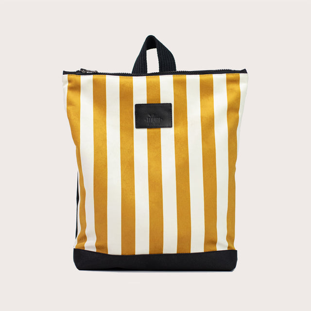 Mustard Striped Kids Backpack – Stylish & Durable for Adventures by Muni at brixbailey.com