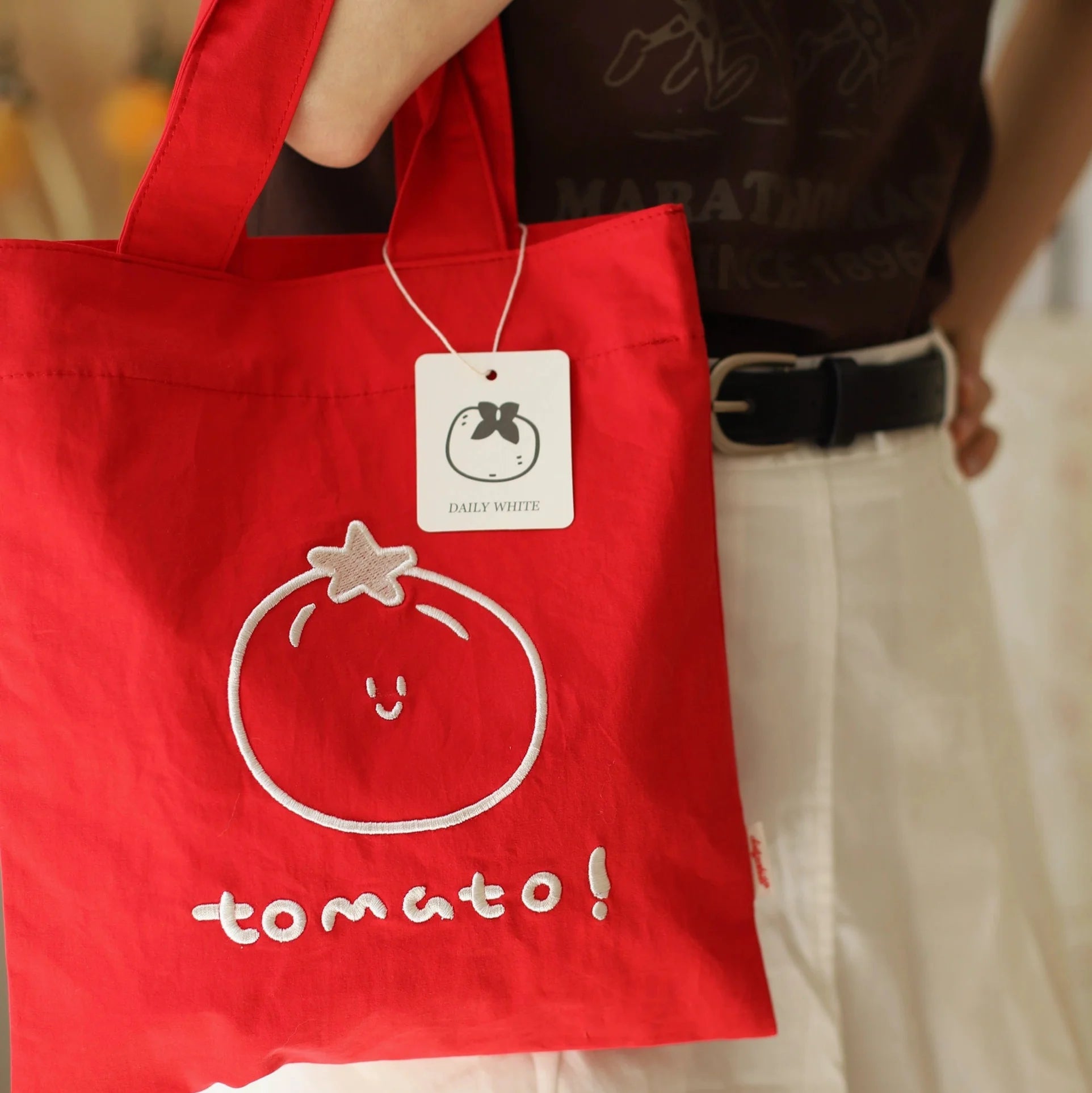 Daily White Tomato Canvas Tote Bag