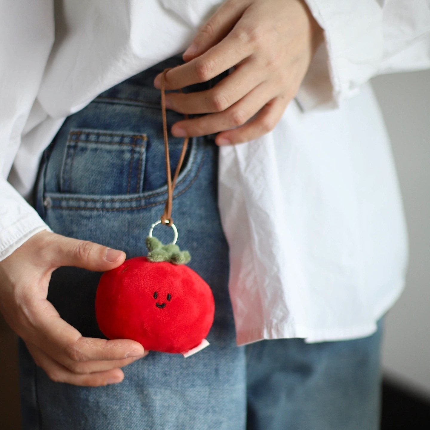 Tomato Plush Bag Charm in Red and Green