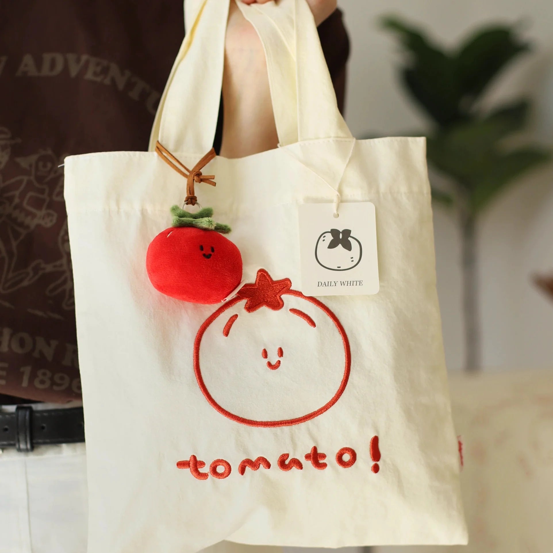 Daily White Tomato Canvas Tote Bag