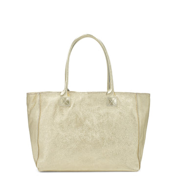 Gold Metallic Leather Tote – Elegant & Secure Luxury Bag by Sostter at brixbailey.com