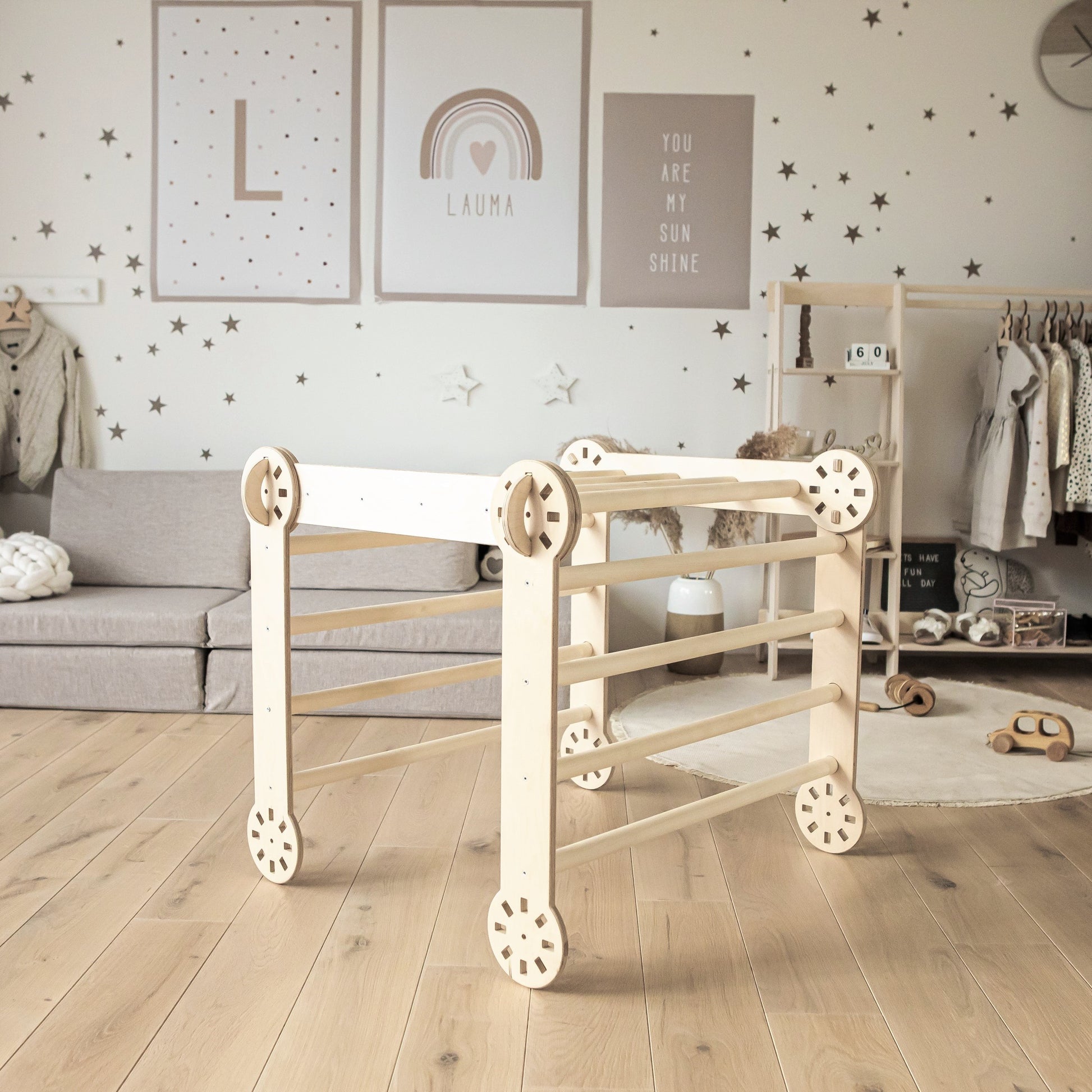 soft-lit foldable montessori climber in a cozy nursery, inviting little explorers to climb and discover