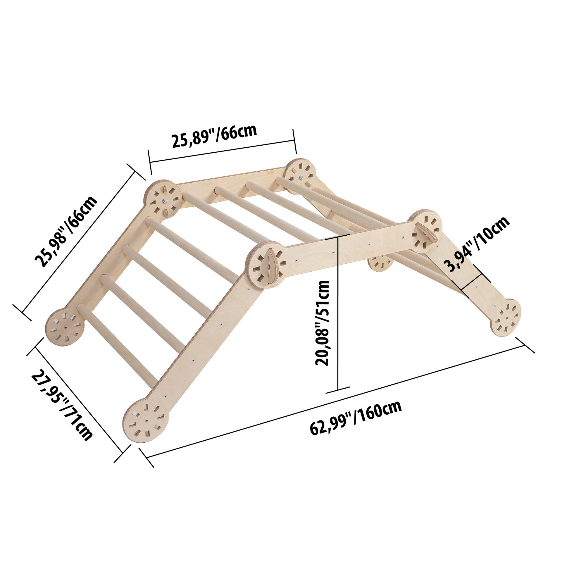 foldable montessori climber with ramp in use, showcasing sturdy baltic birch plywood and compact storage