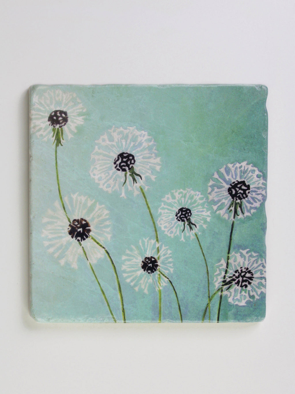 Aqua Dandelion Marble Trivet