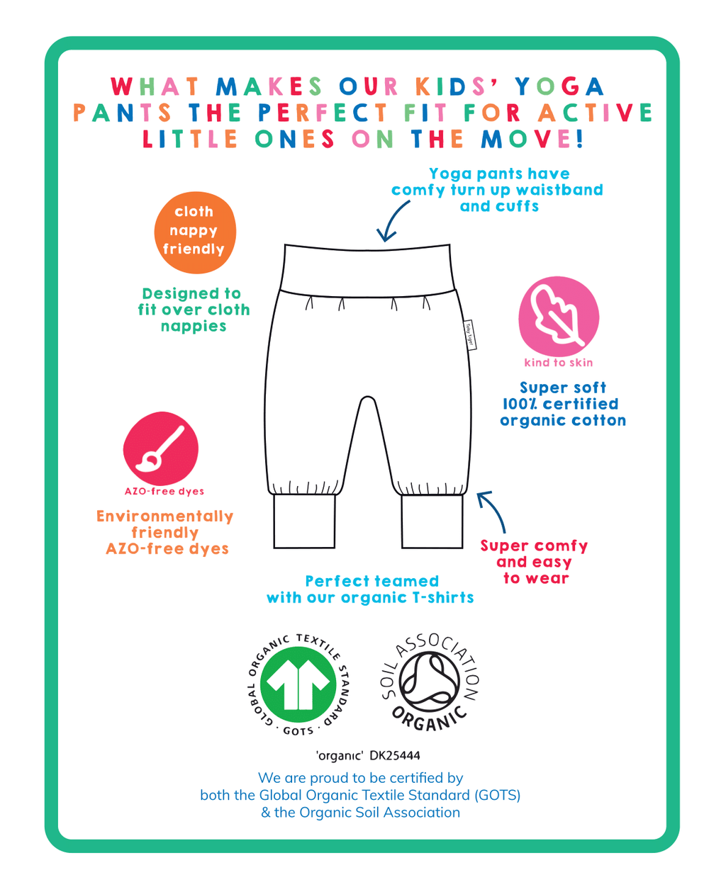 Organic Chicken Print Yoga Pants for Kids