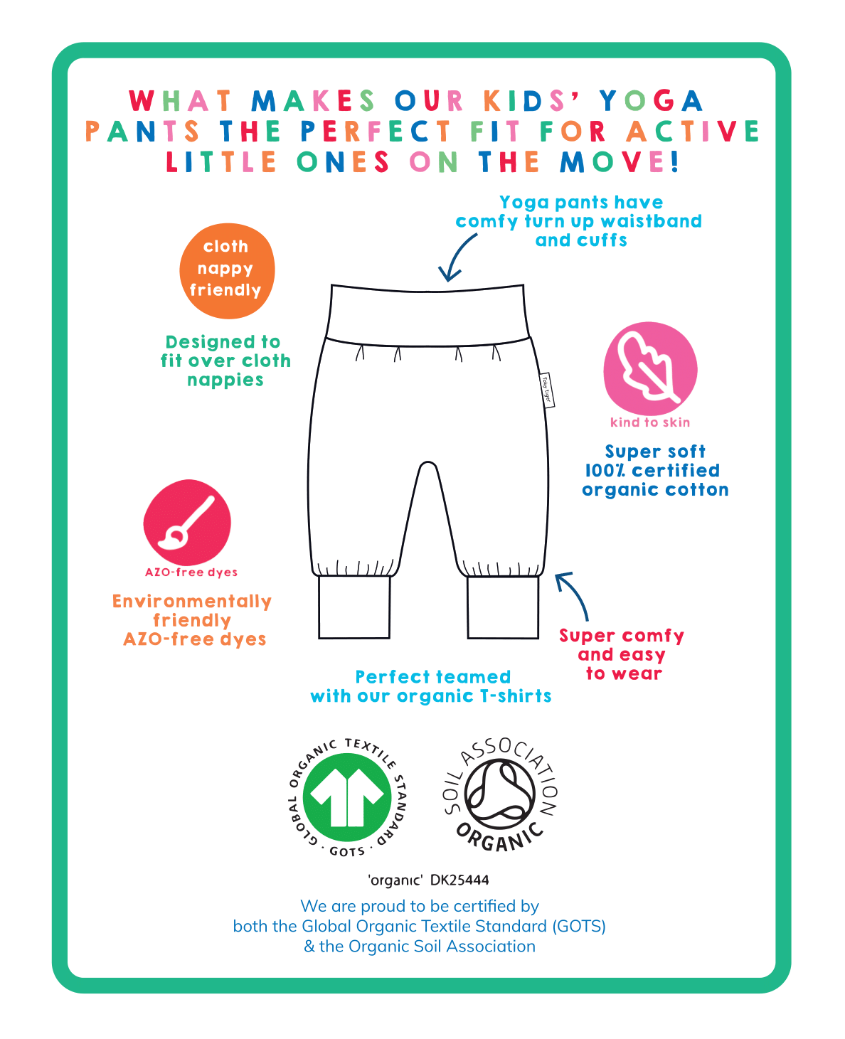 Organic Chicken Print Yoga Pants for Kids