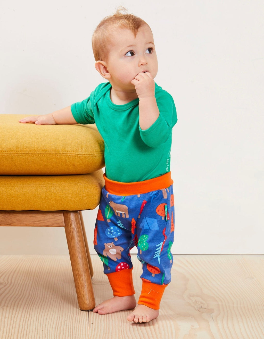 Organic Camping Bear Print Yoga Pants for Kids