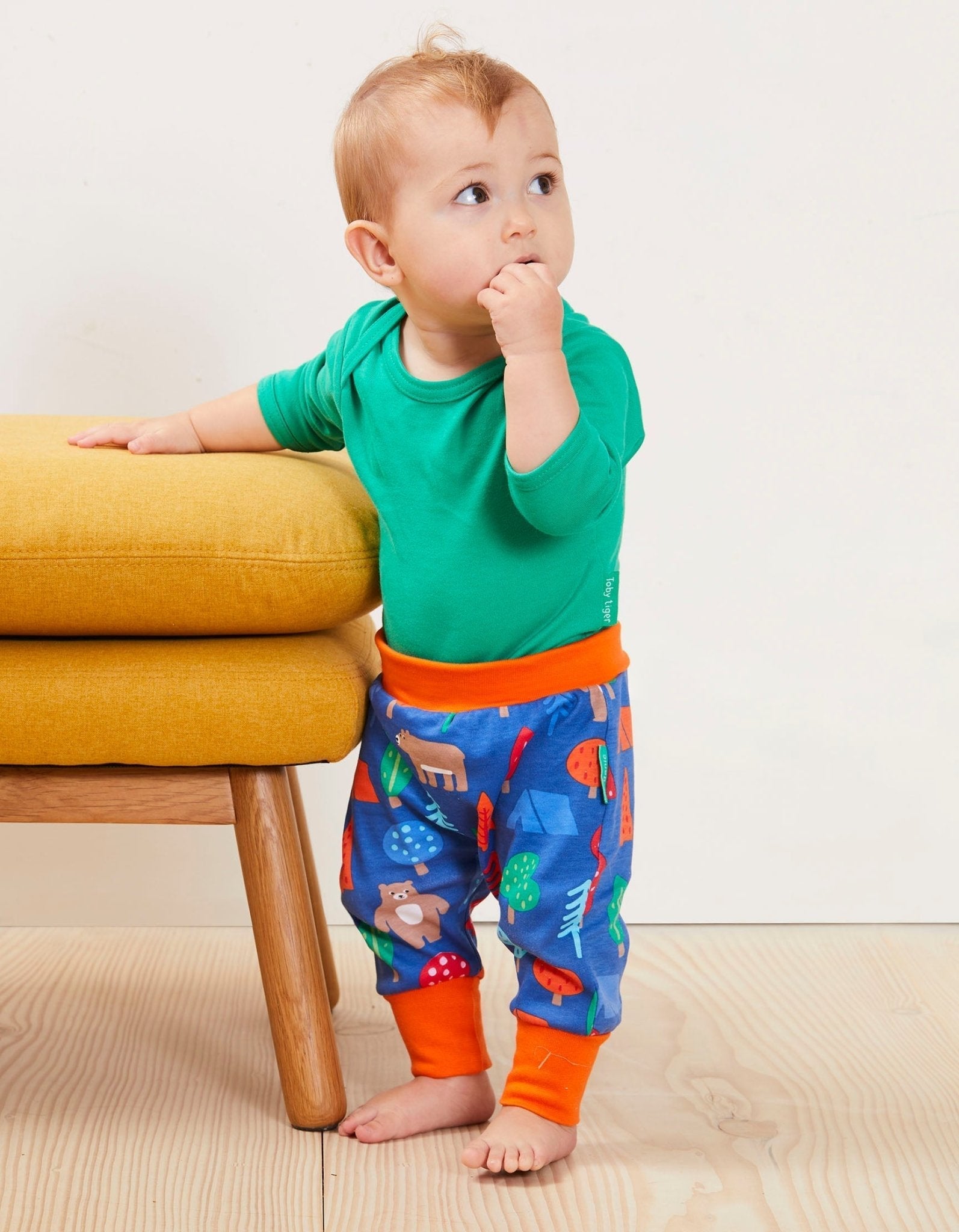 Organic Camping Bear Print Yoga Pants for Kids