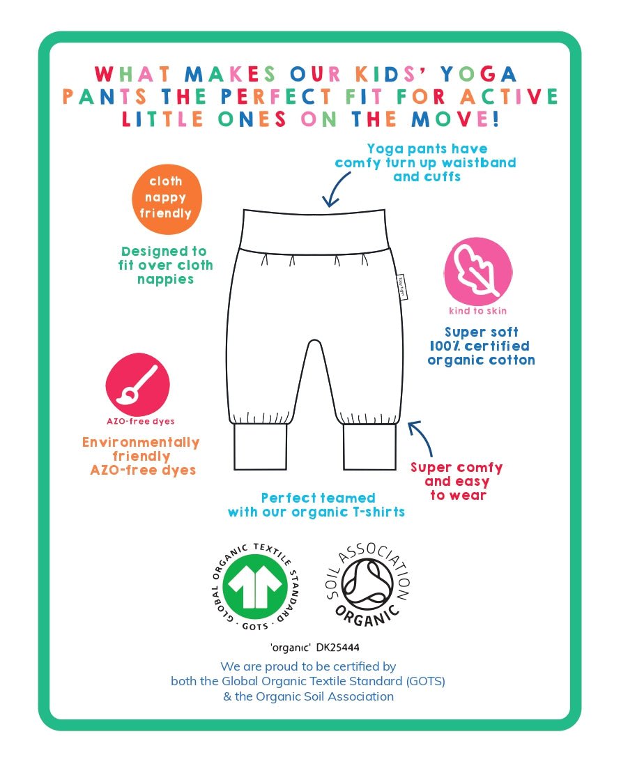 Organic Transport Print Yoga Pants for Kids