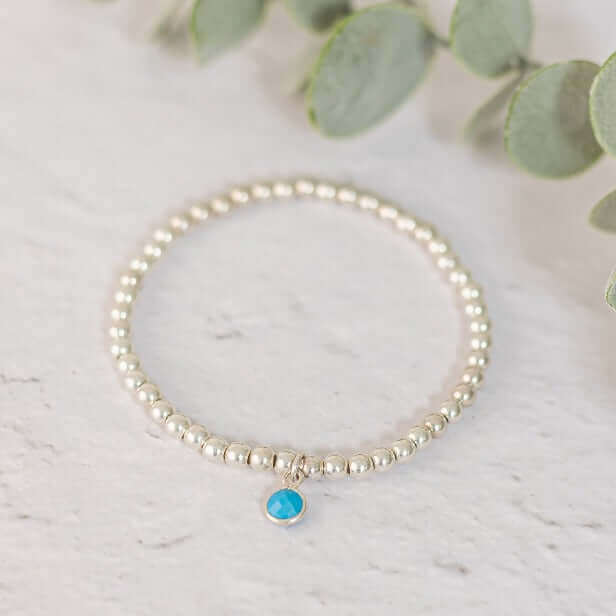 Turquoise December Birthstone Bracelet in Sterling Silver