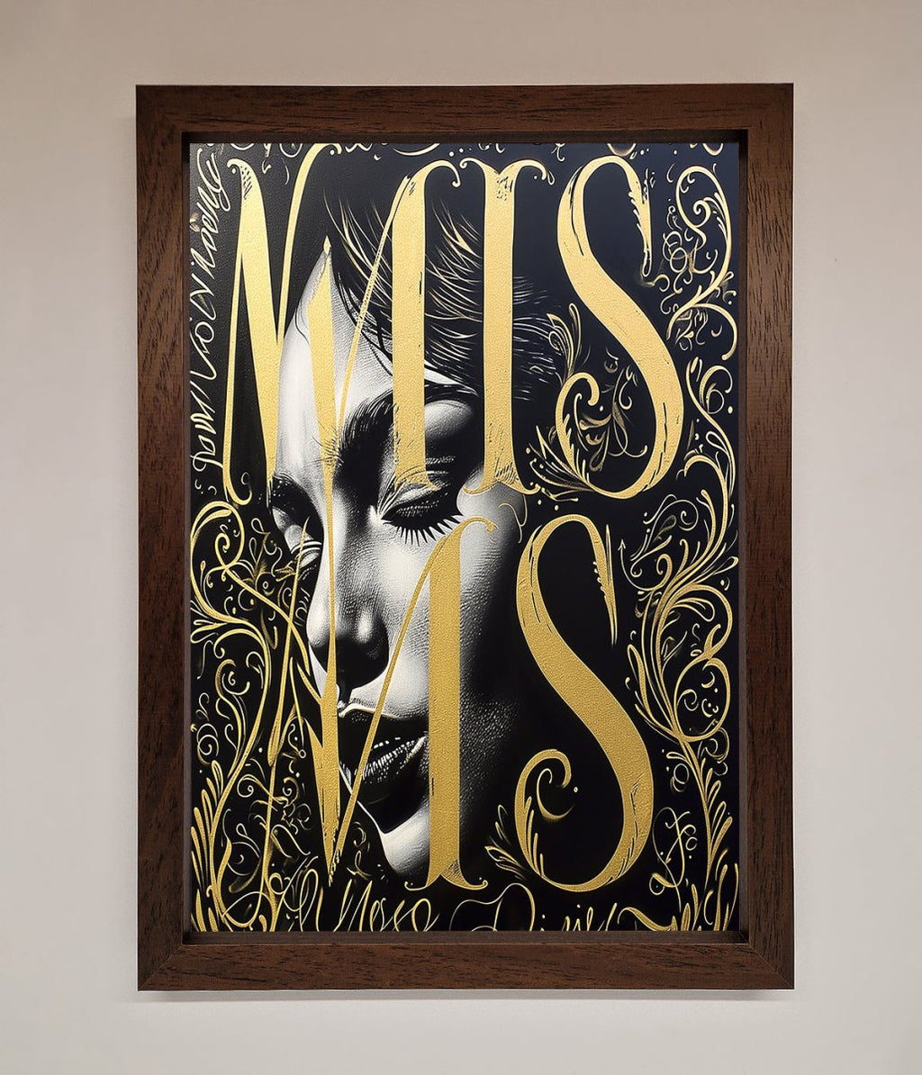 Typography Queen Framed Poster