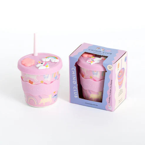Unicorn Charm Cup 8oz with Straw and Swappable Charms