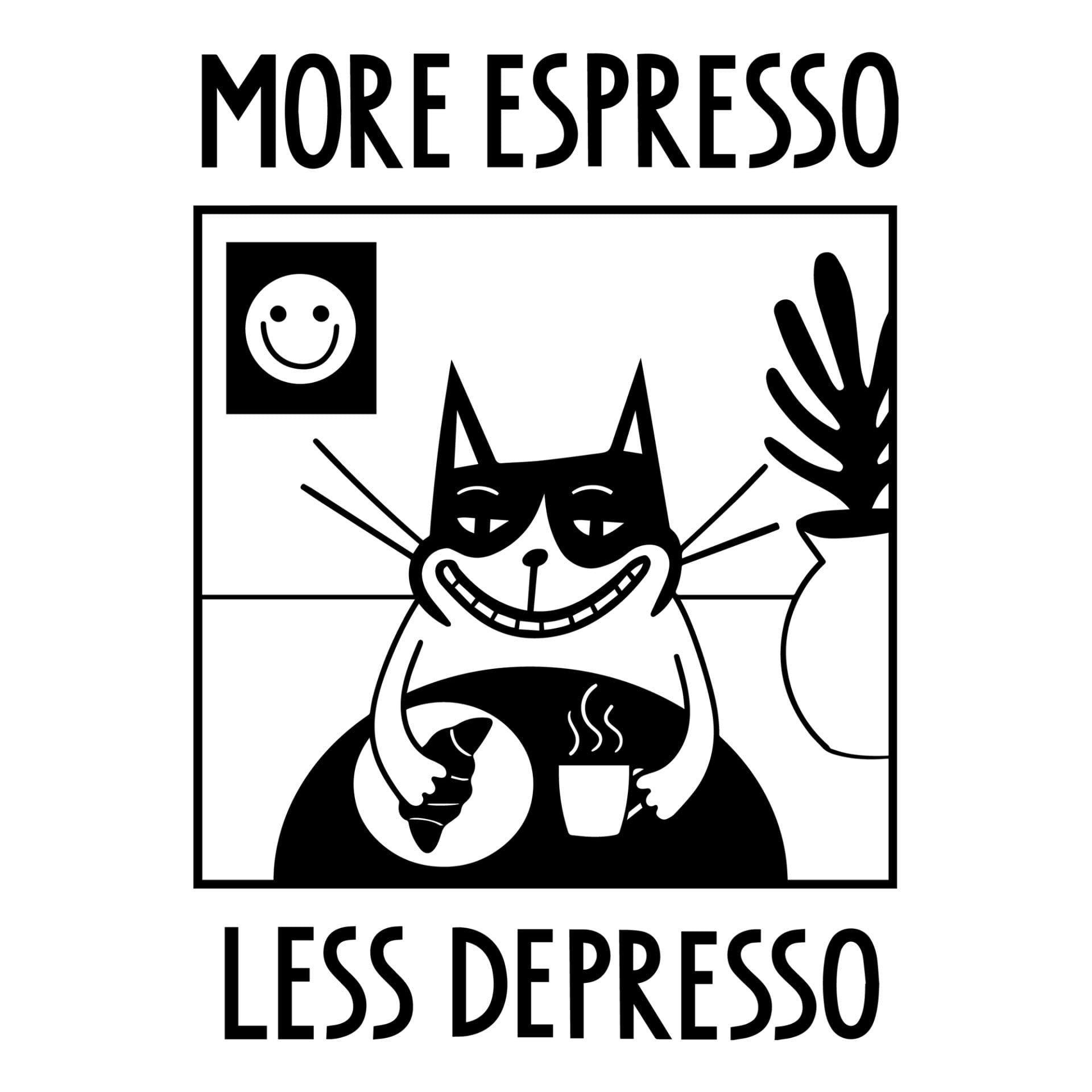 elegant close-up of the more espresso less depresso tee on a minimalist wooden hanger