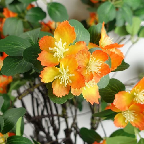 60cm Orange Flower Foliage Spray with Silk Leaves