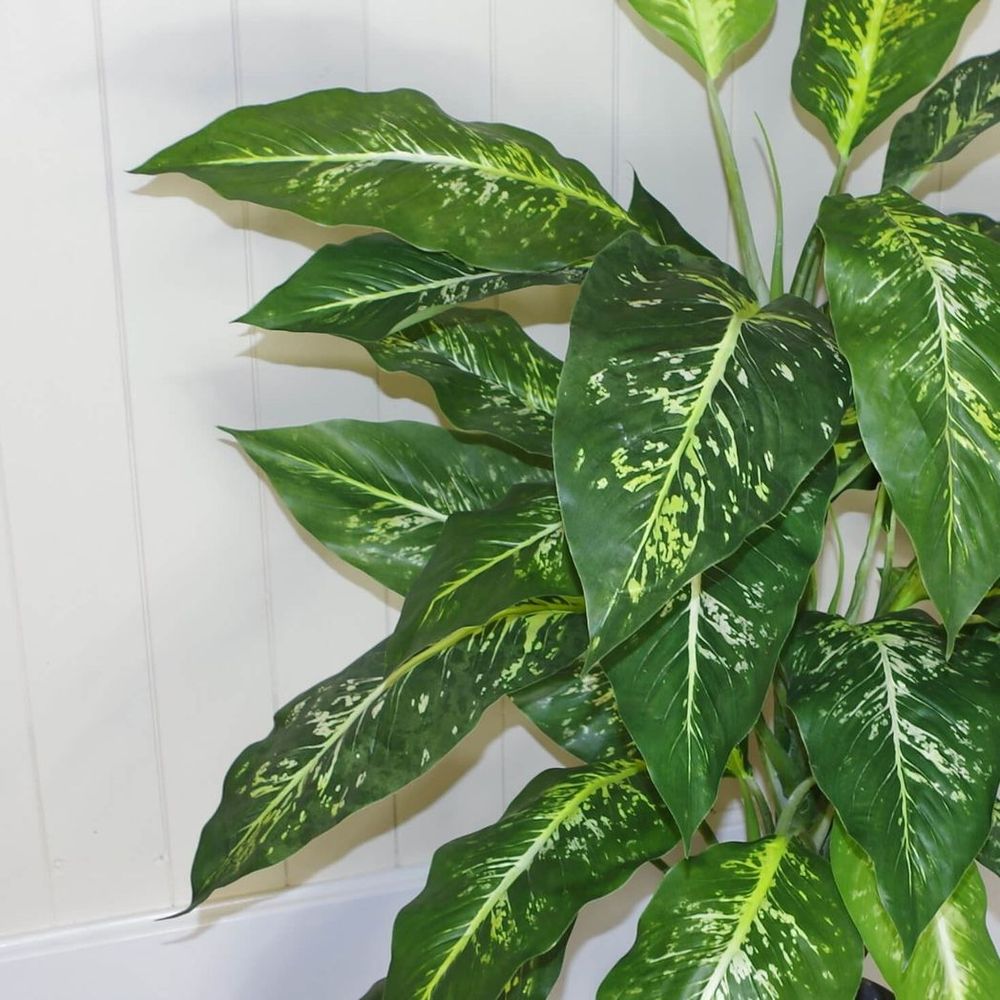 100cm Large Fox's Aglaonema Artificial Plant with Copper Metal Planter