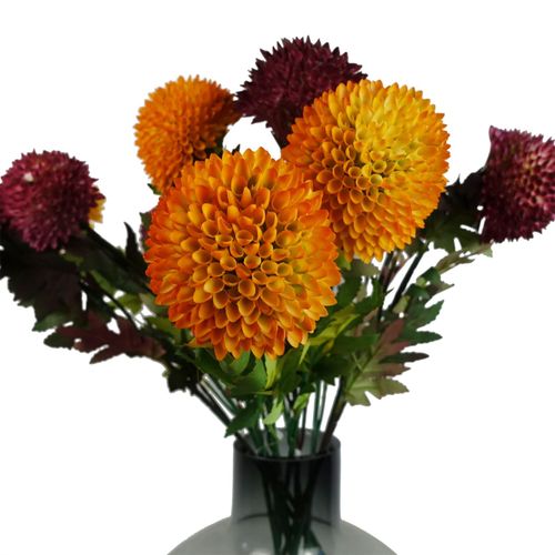 70cm Large Ball Dahlia Artificial Flower Stem in Yellow