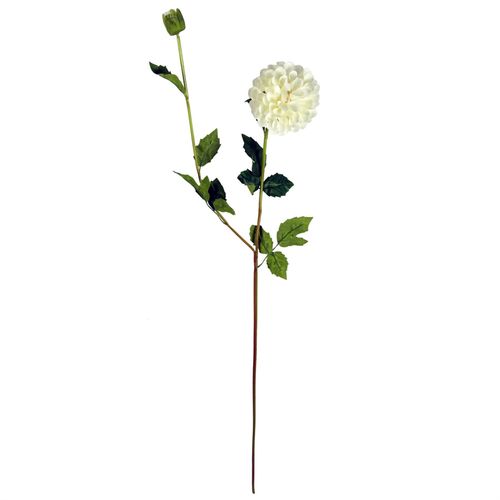Pack of 6 Artificial Dahlia Pompom Flower Stems in Cream 75cm