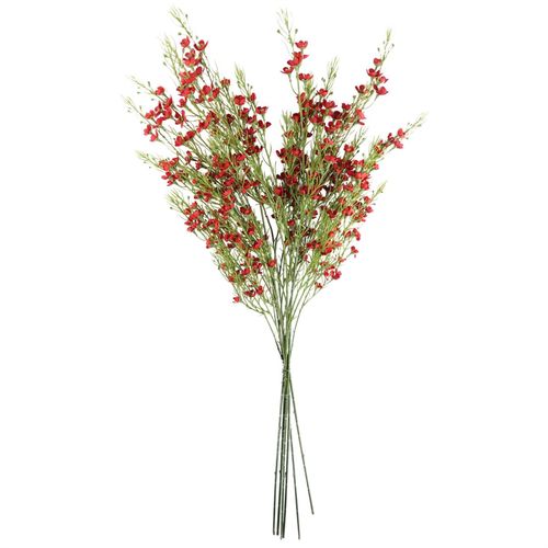 100cm Artificial Foliage Stem with Red Flowers