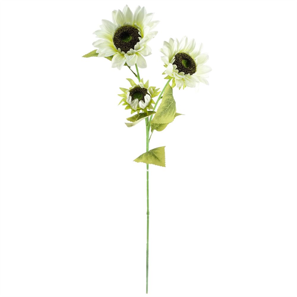 100cm White Sunflower Arrangement with Glass Vase